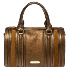 Burberry Bronze Leather and Suede Medium Alchester Bowling Bag