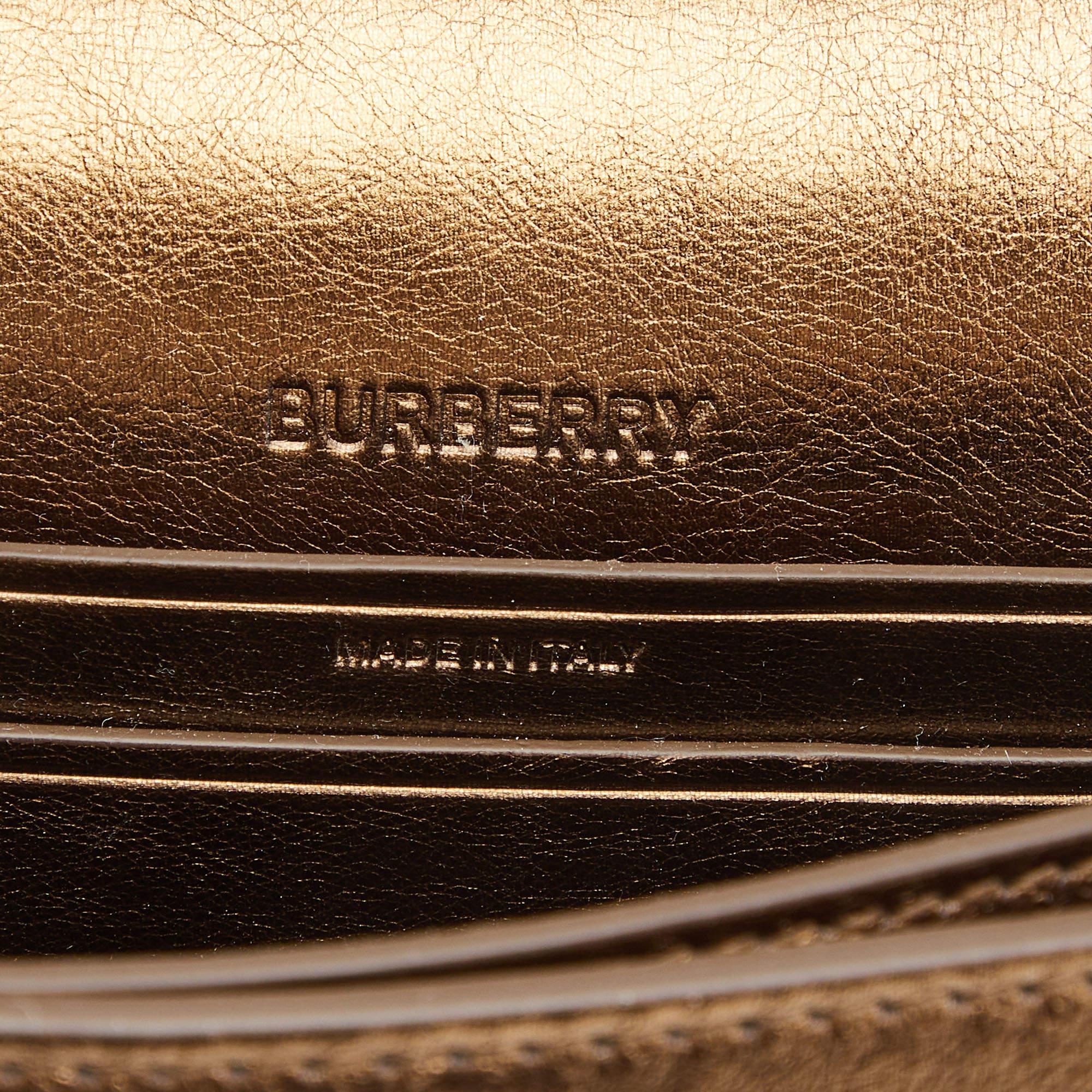 Women's Burberry Bronze Leather Small Studded Olympia Shoulder Bag