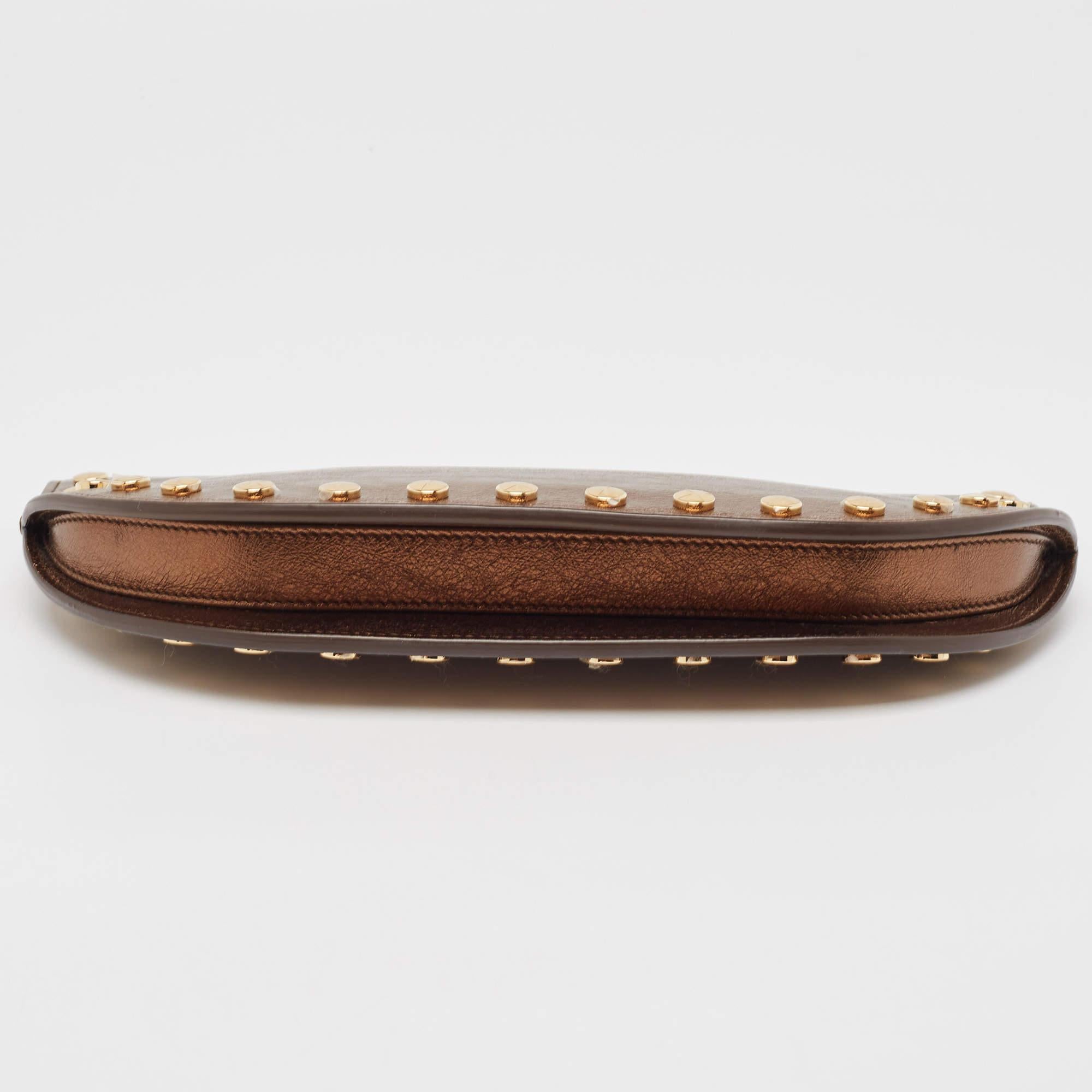 Burberry Bronze Leather Studded Olympia Clutch 1