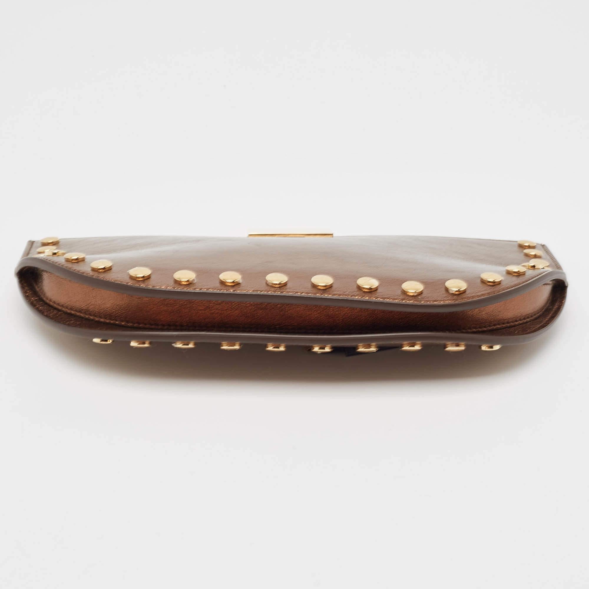 Burberry Bronze Leather Studded Olympia Clutch 1