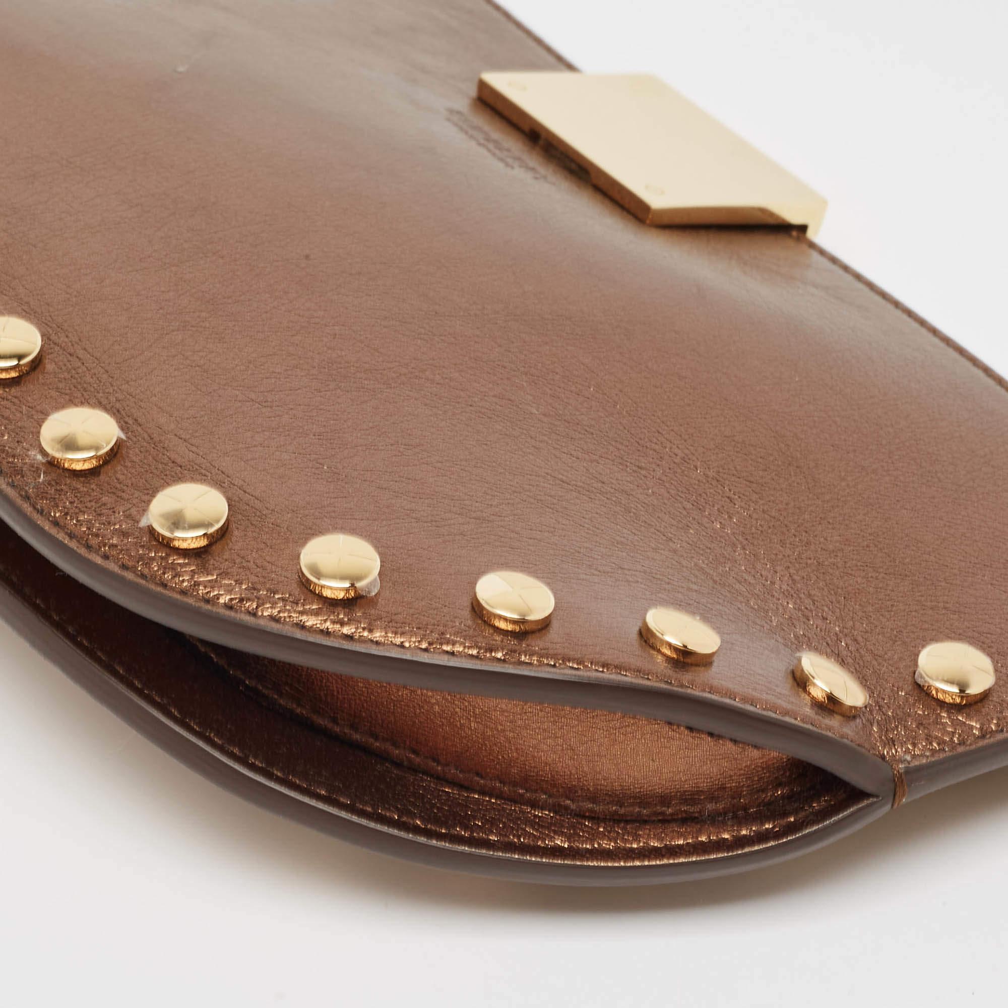 Burberry Bronze Leather Studded Olympia Clutch 4