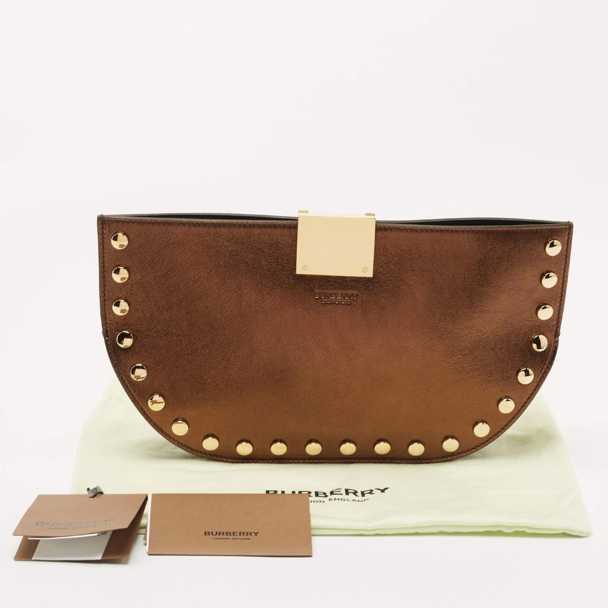 Burberry Bronze Studded Leather Olympia Clutch 8