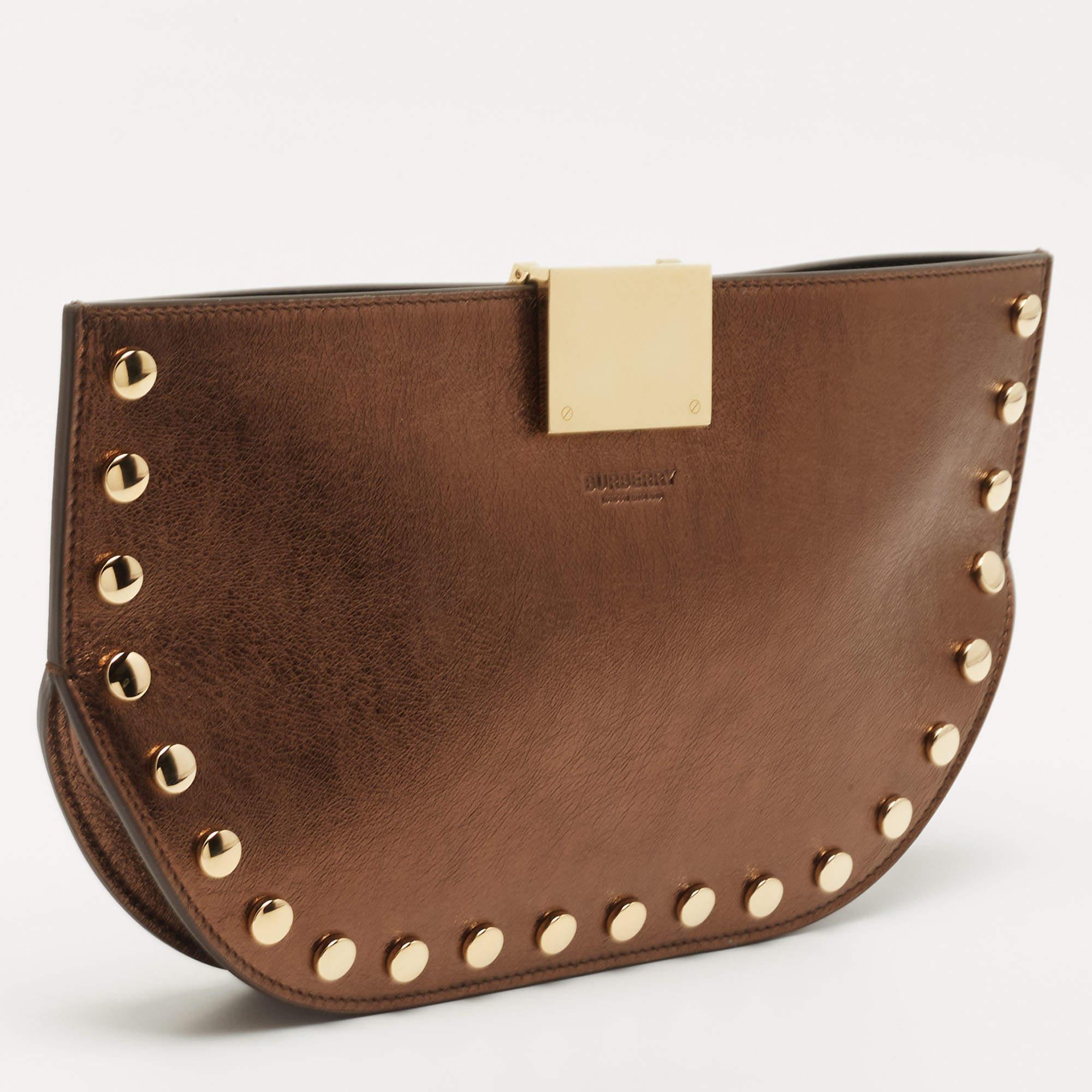 Burberry Bronze Studded Leather Olympia Clutch 2