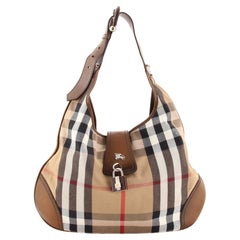 Burberry Brook Hobo House Check Canvas with Leather Large