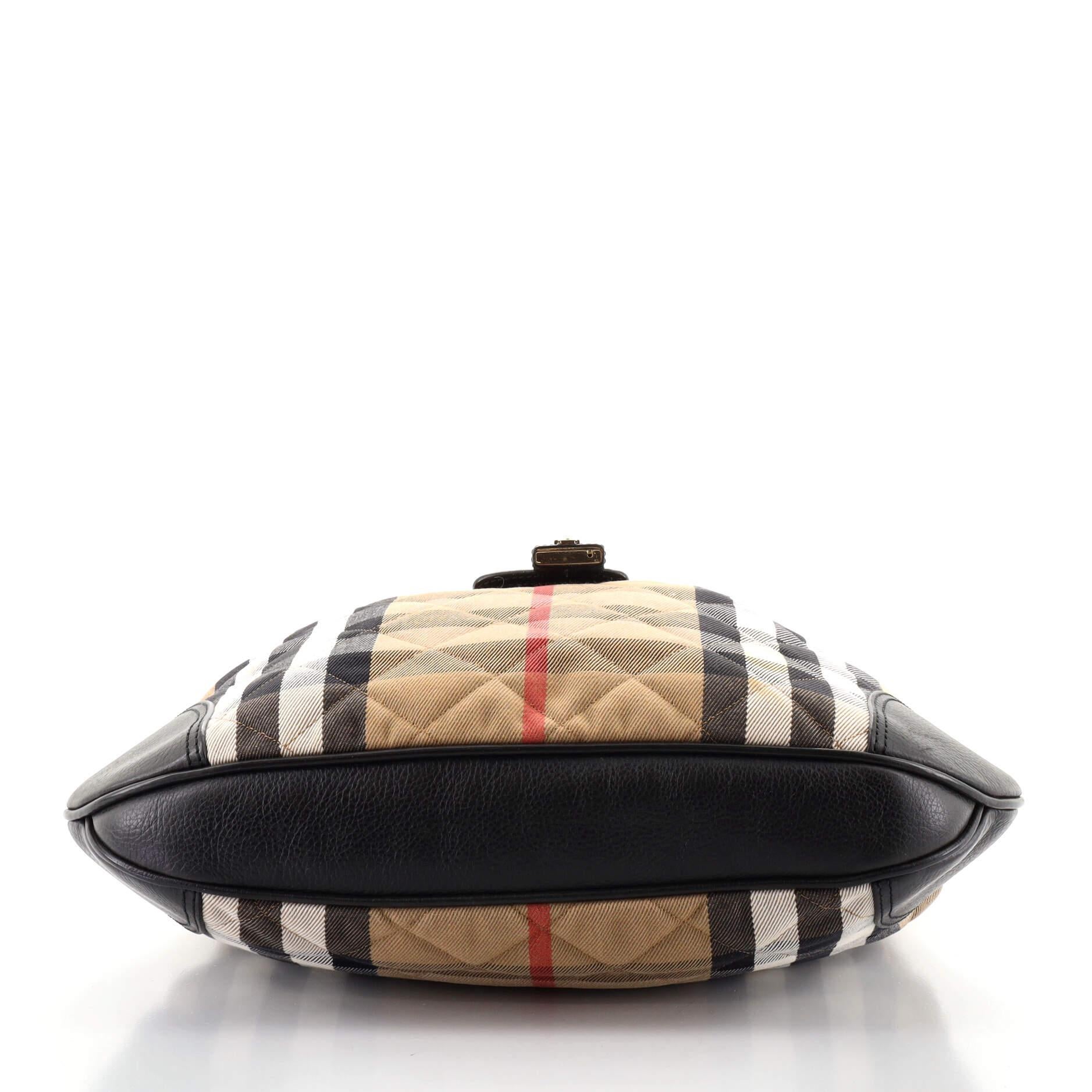 Burberry Brook Hobo Gestepptes Haus Karo Segeltuch mit Leder Groß für Damen oder Herren