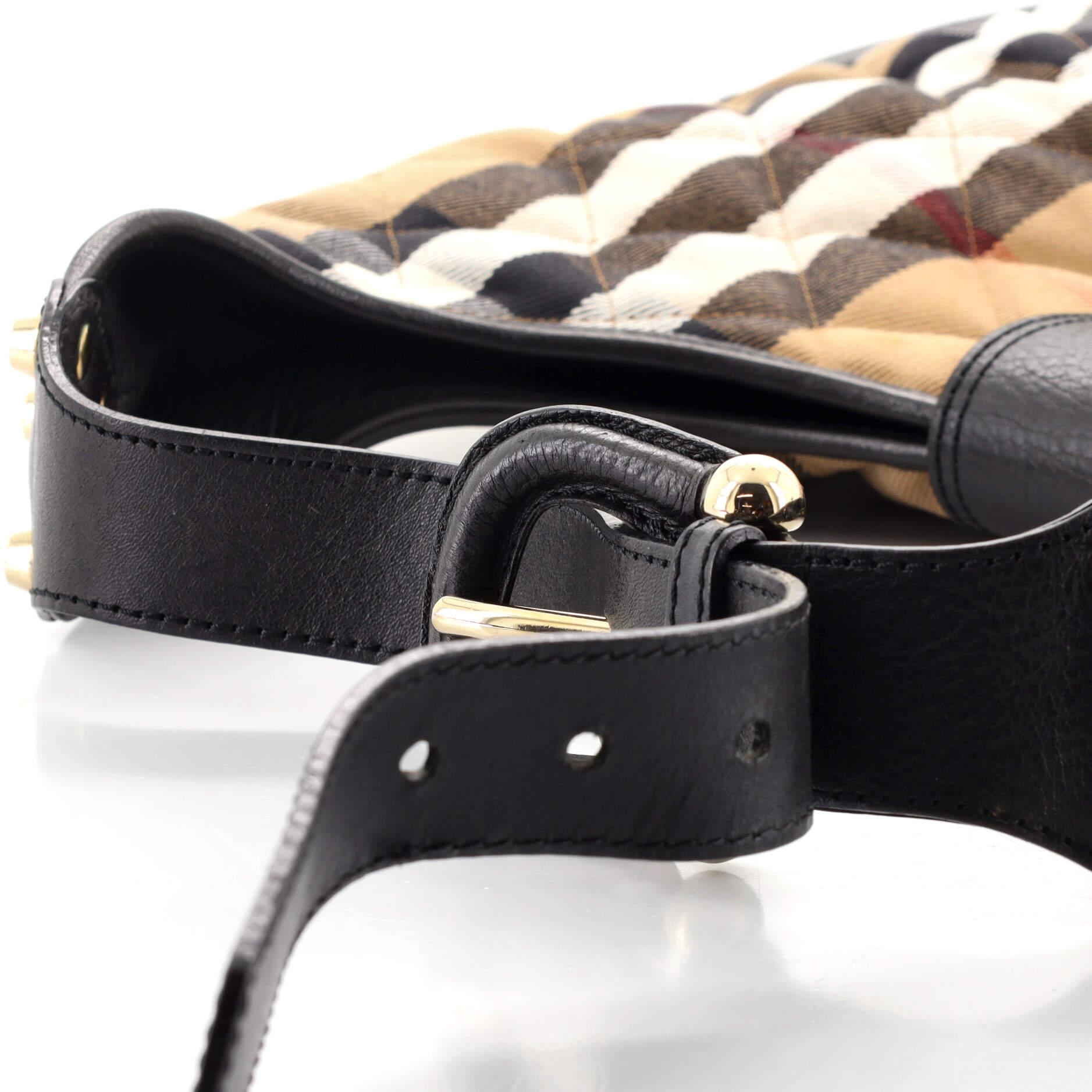 Burberry Brook Hobo Gestepptes Haus Karo Segeltuch mit Leder Groß 3