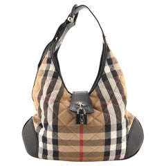 Burberry Brook Hobo Quilted House Check Canvas with Leather Large