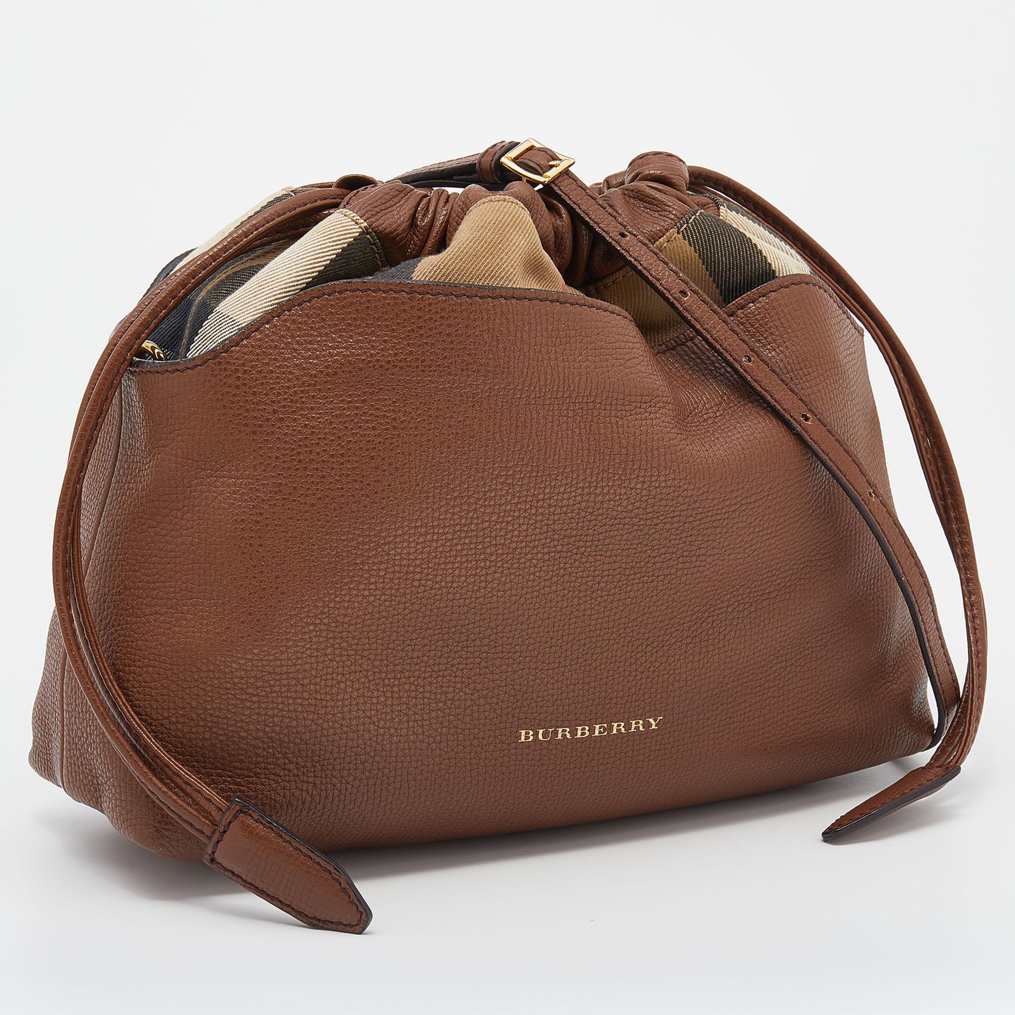 Women's Burberry Brown/Beige Canvas and Leather Little Crush Crossbody Bag