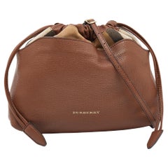 Burberry Brown/Beige Canvas and Leather Little Crush Crossbody Bag