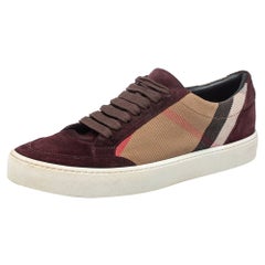 Burberry Brown/Beige Canvas And Suede Sneakers Size 39