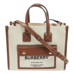 Burberry Brown/Beige Canvas Mini Freya Tote