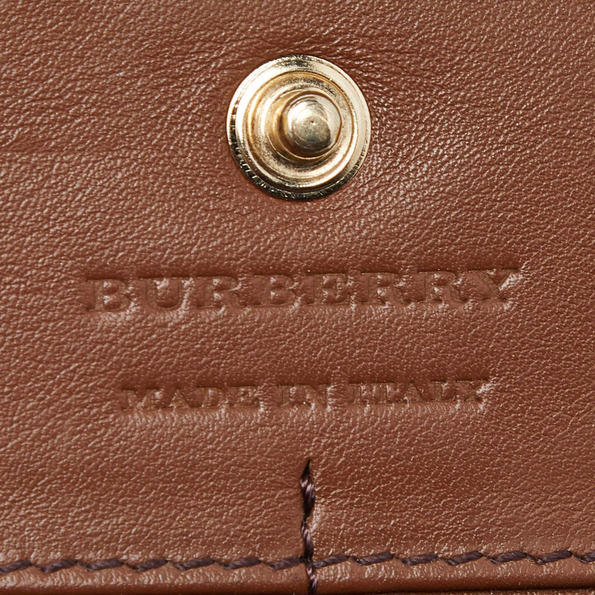 Burberry Brown/Beige Check Canvas and Leather Flap Continental Wallet 6
