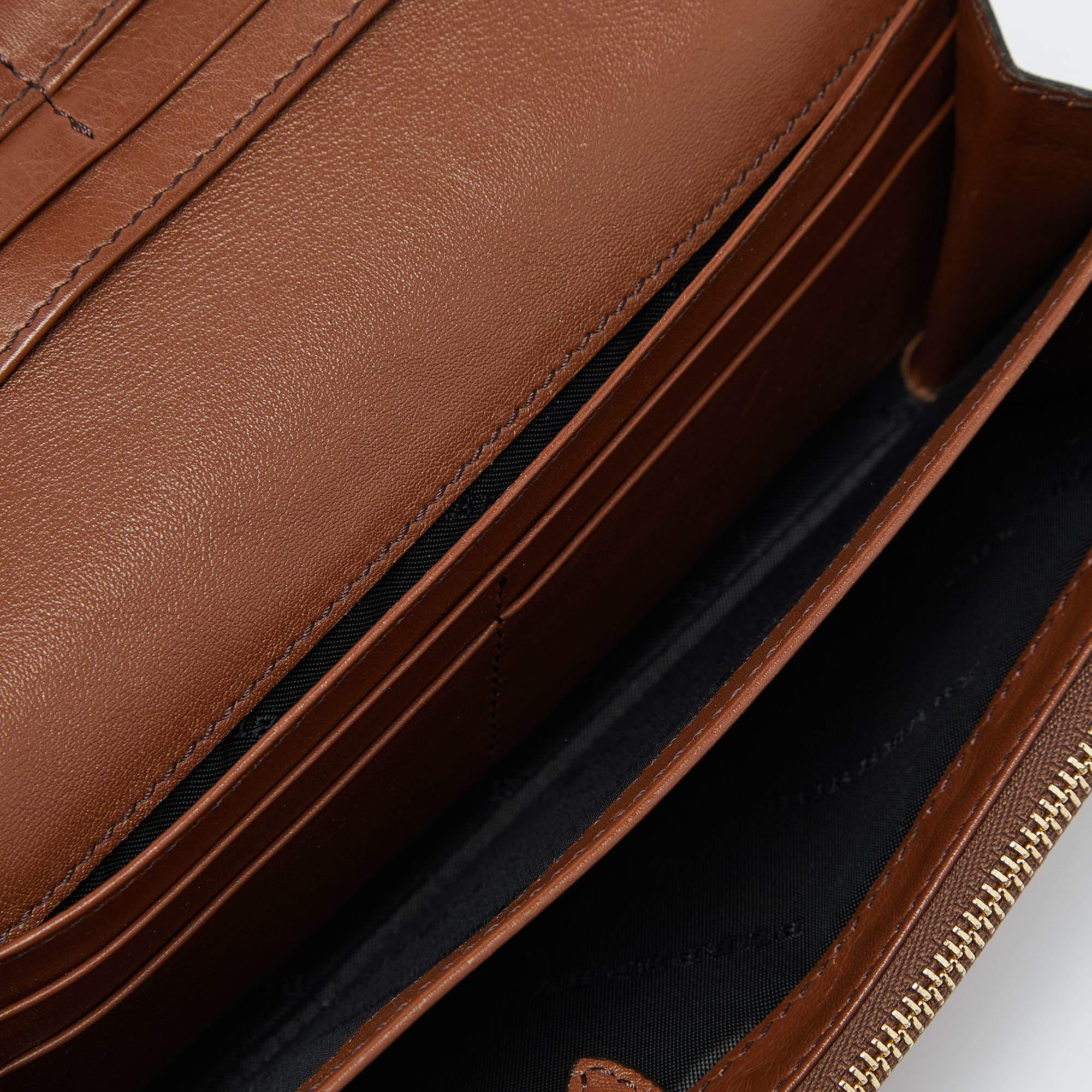 Burberry Brown/Beige Check Canvas and Leather Flap Continental Wallet 3