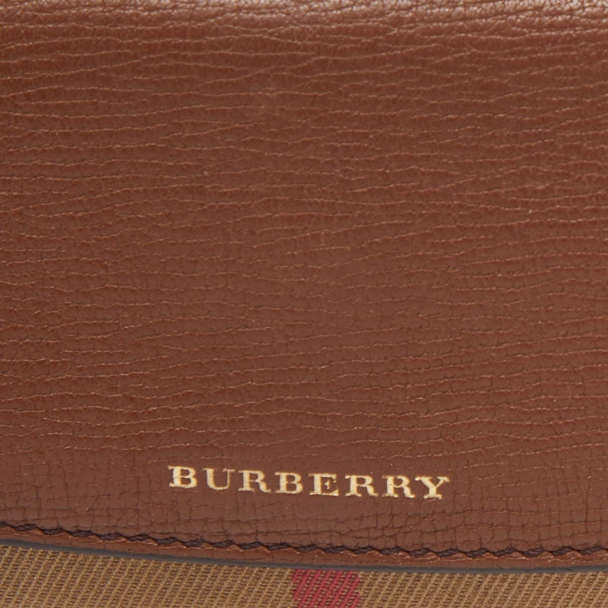 Burberry Brown/Beige Check Canvas and Leather Flap Continental Wallet 4