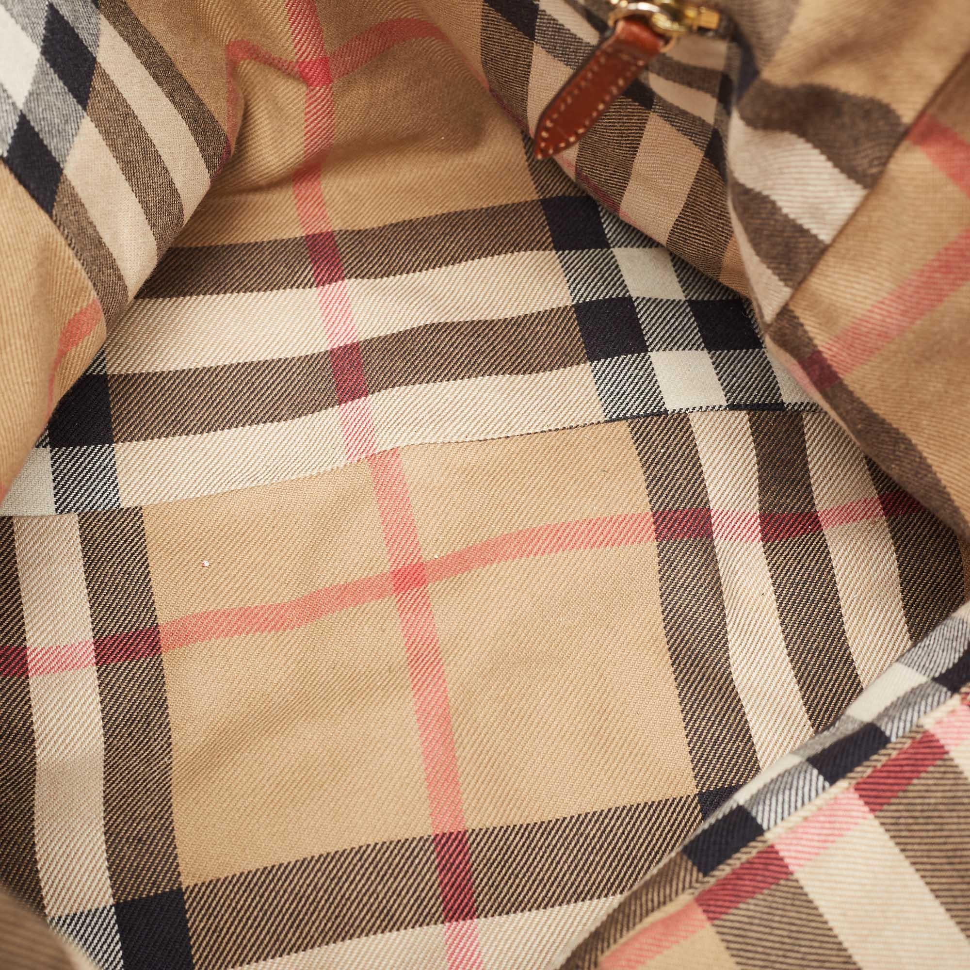 Burberry Brown/Beige Fabric and Leather Large Canterbury Tote 12