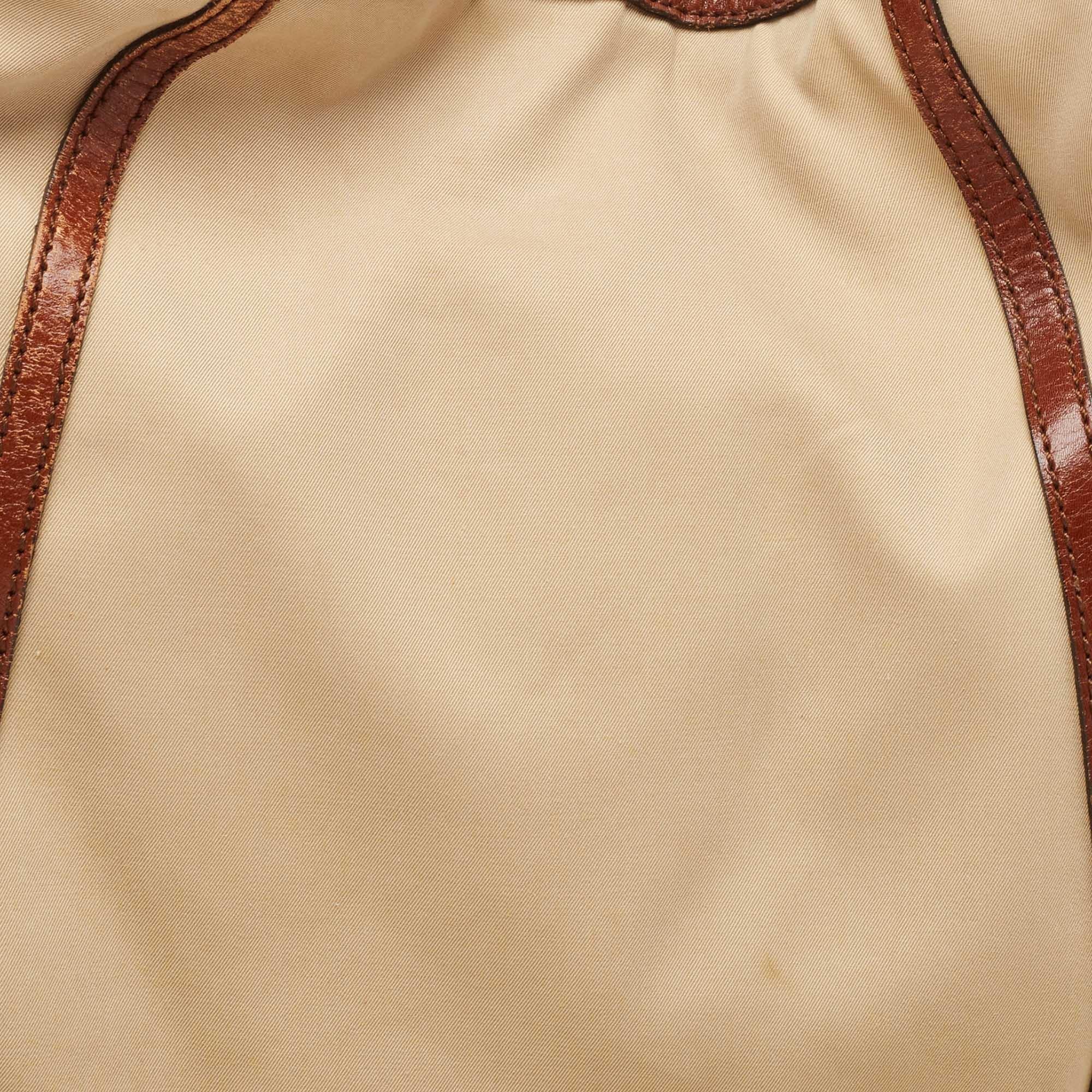 Burberry Brown/Beige Fabric and Leather Large Canterbury Tote For Sale 13
