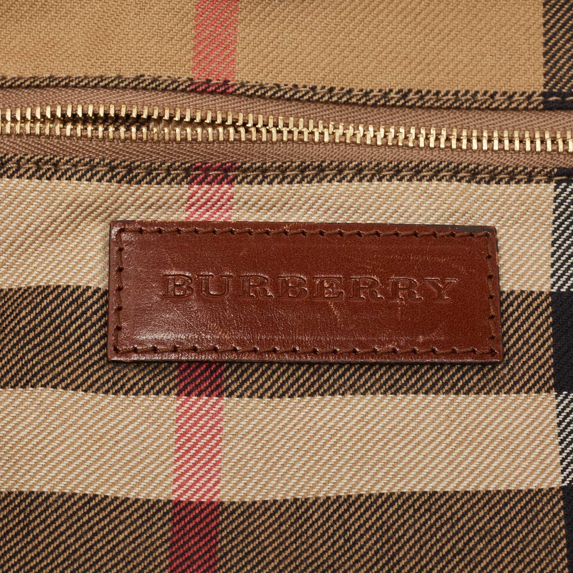 Burberry Brown/Beige Fabric and Leather Large Canterbury Tote 13