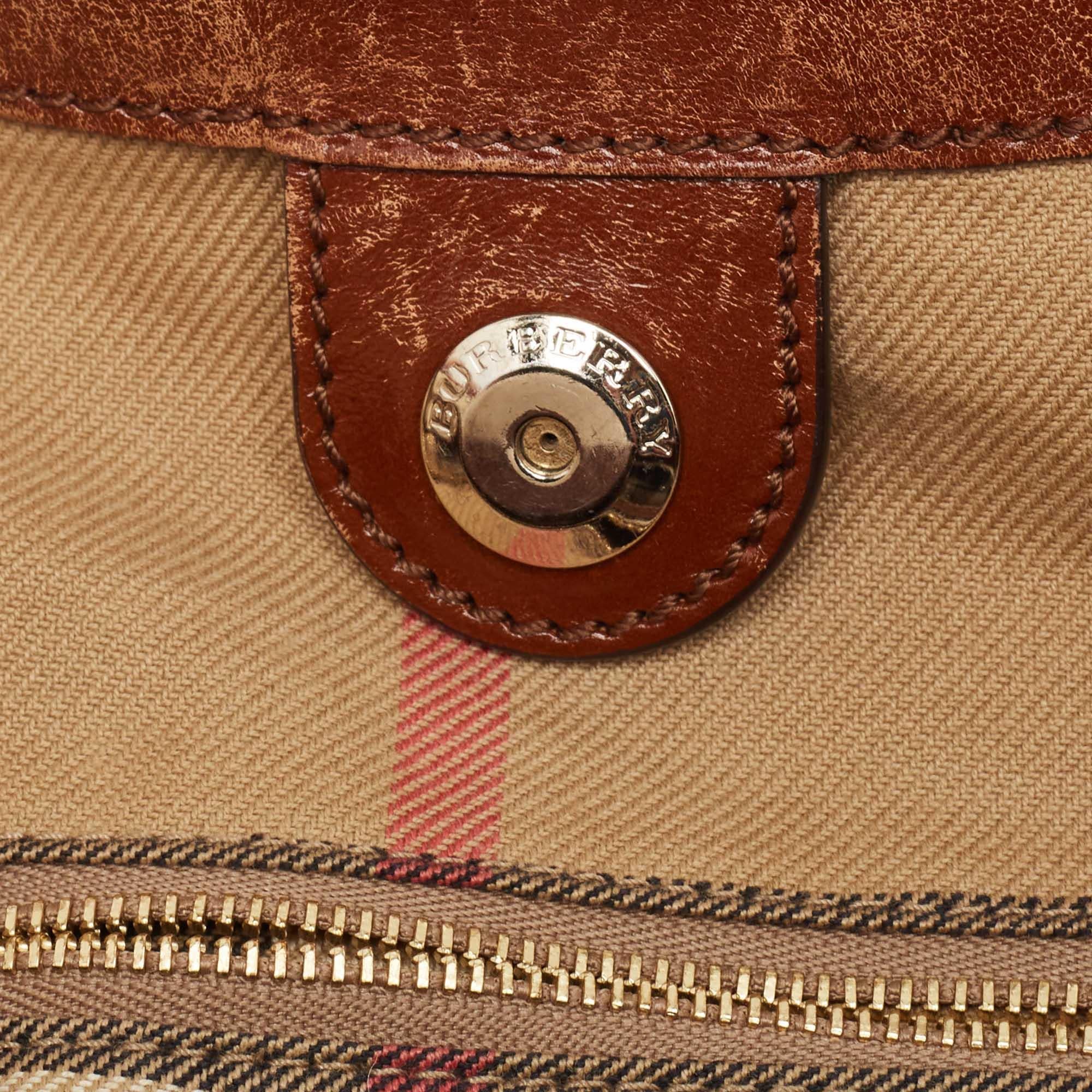 Women's Burberry Brown/Beige Fabric and Leather Large Canterbury Tote