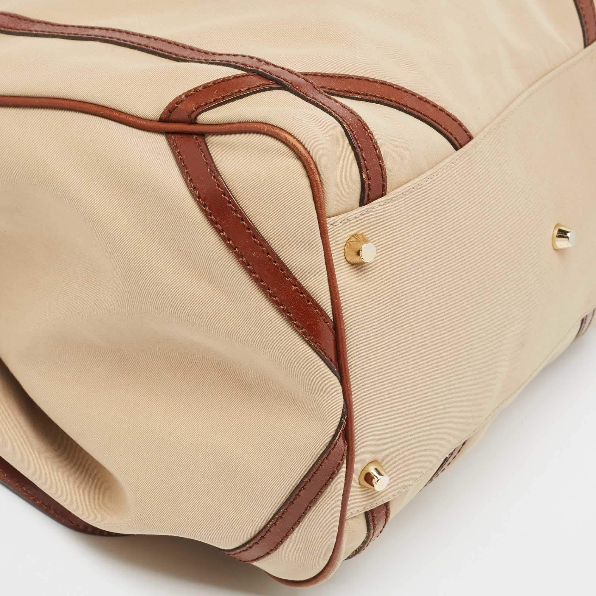 Burberry Brown/Beige Fabric and Leather Large Canterbury Tote 1