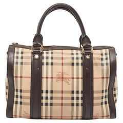 Burberry Brown/Beige Haymarket Canvas and Leather Alchester Bag
