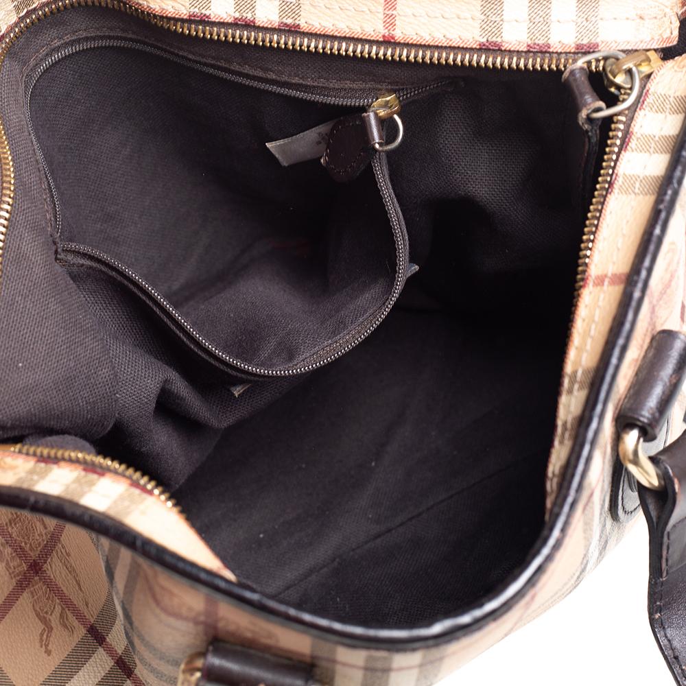 Burberry Braun/Beige Haymarket Check Beschichtetes Segeltuch und Leder Regent Tote 6