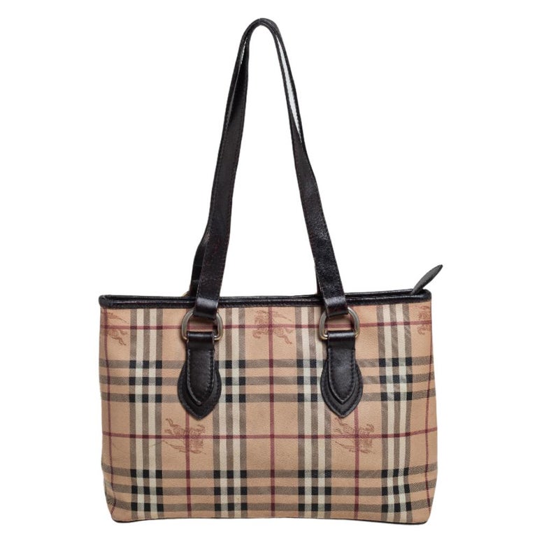 Burberry Brown/Beige Haymarket Check Coated Canvas and Leather Regent Tote  at 1stDibs