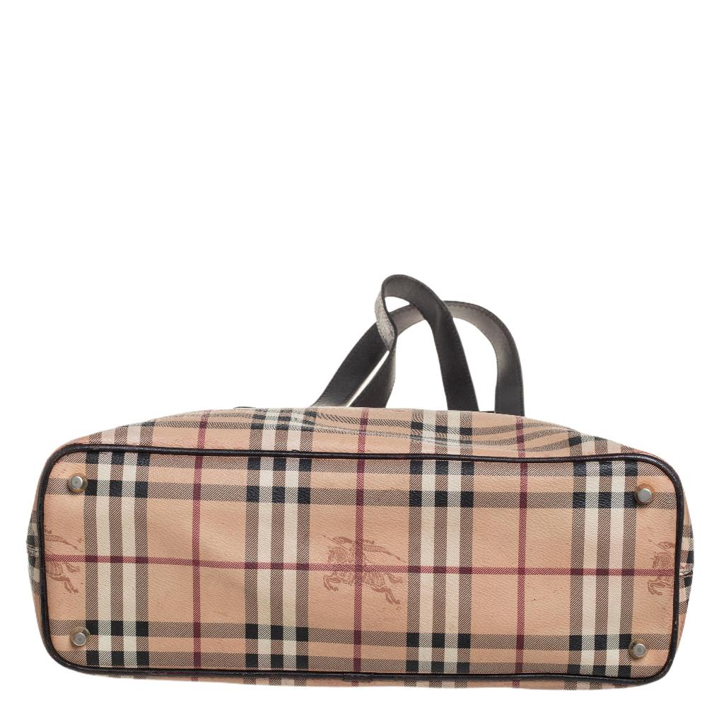 Burberry Braun/Beige Haymarket Check Beschichtetes Segeltuch und Leder Regent Tote 2