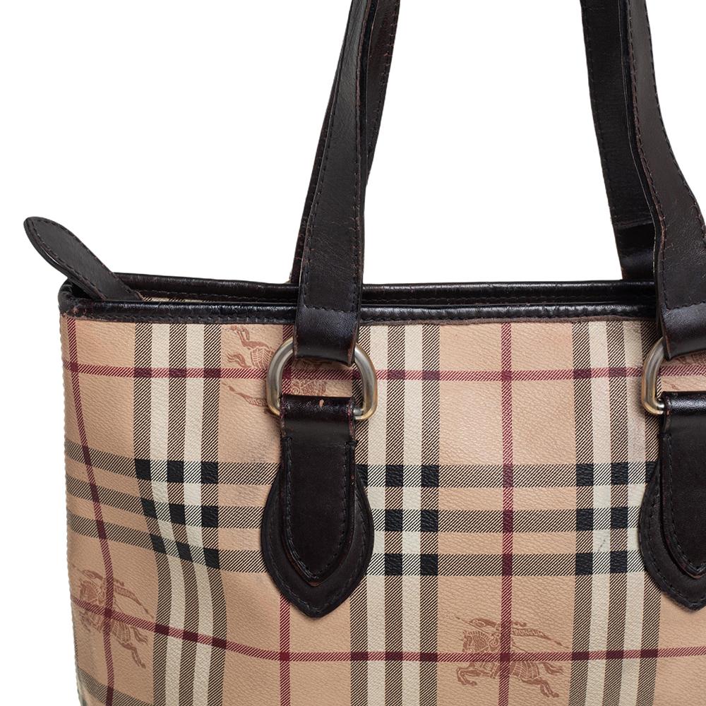 Burberry Braun/Beige Haymarket Check Beschichtetes Segeltuch und Leder Regent Tote 3