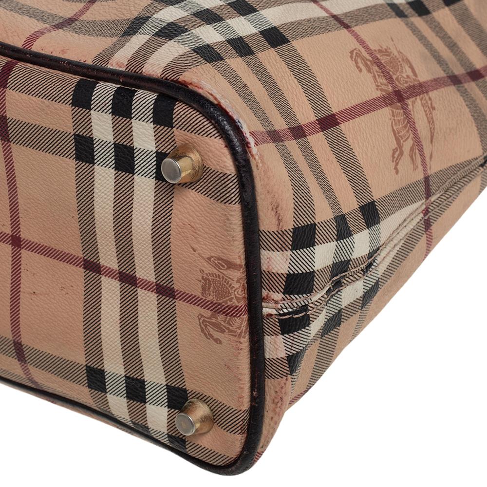 Burberry Braun/Beige Haymarket Check Beschichtetes Segeltuch und Leder Regent Tote 4