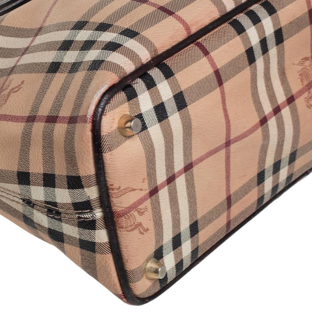 Burberry Braun/Beige Haymarket Check Beschichtetes Segeltuch und Leder Regent Tote 5