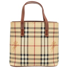 Burberry Brown/Beige Haymarket Check Coated Canvas Mini Tote
