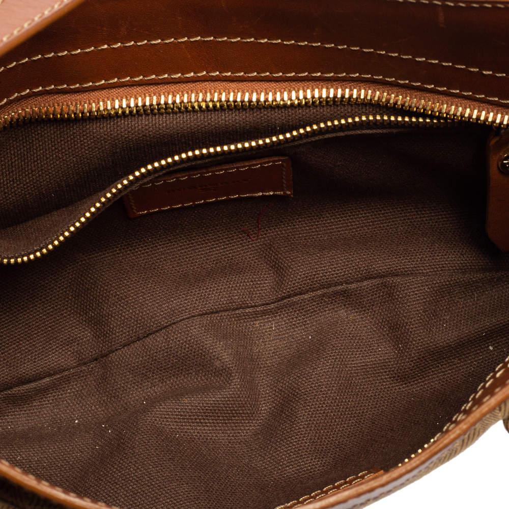 Burberry Brown/Beige Haymarket Check Fabric Double Pocket Shoulder Bag 2
