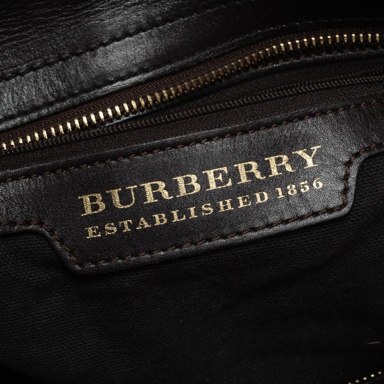 Burberry Brown/Beige Haymarket Check PVC and Leather Lowry Tote at 1stDibs  | burberry established 1856 bag