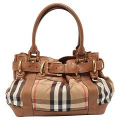 Sac Beaton en cuir et carreaux Brown/Beige de Burberry