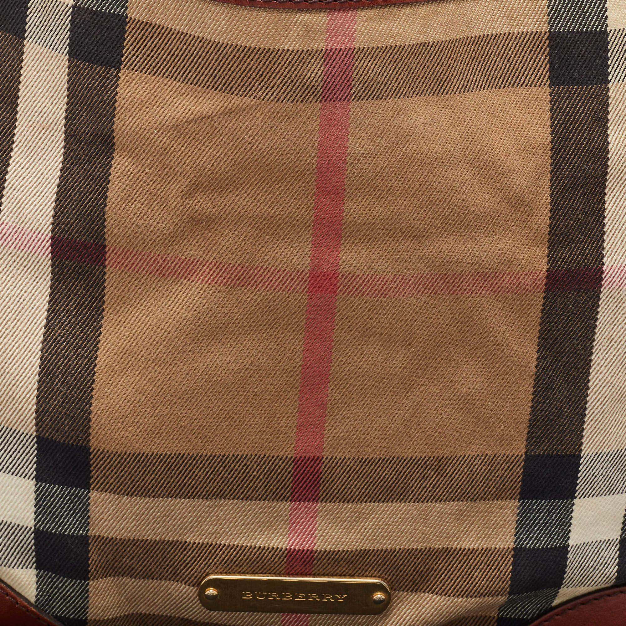 Burberry Brown/Beige House Check Canvas and Leather Canterbury Tote For Sale 1