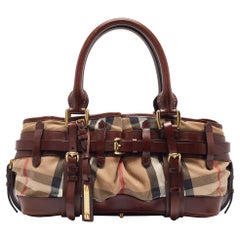 Burberry Brown/Beige House Check Canvas and Leather Rowan Satchel