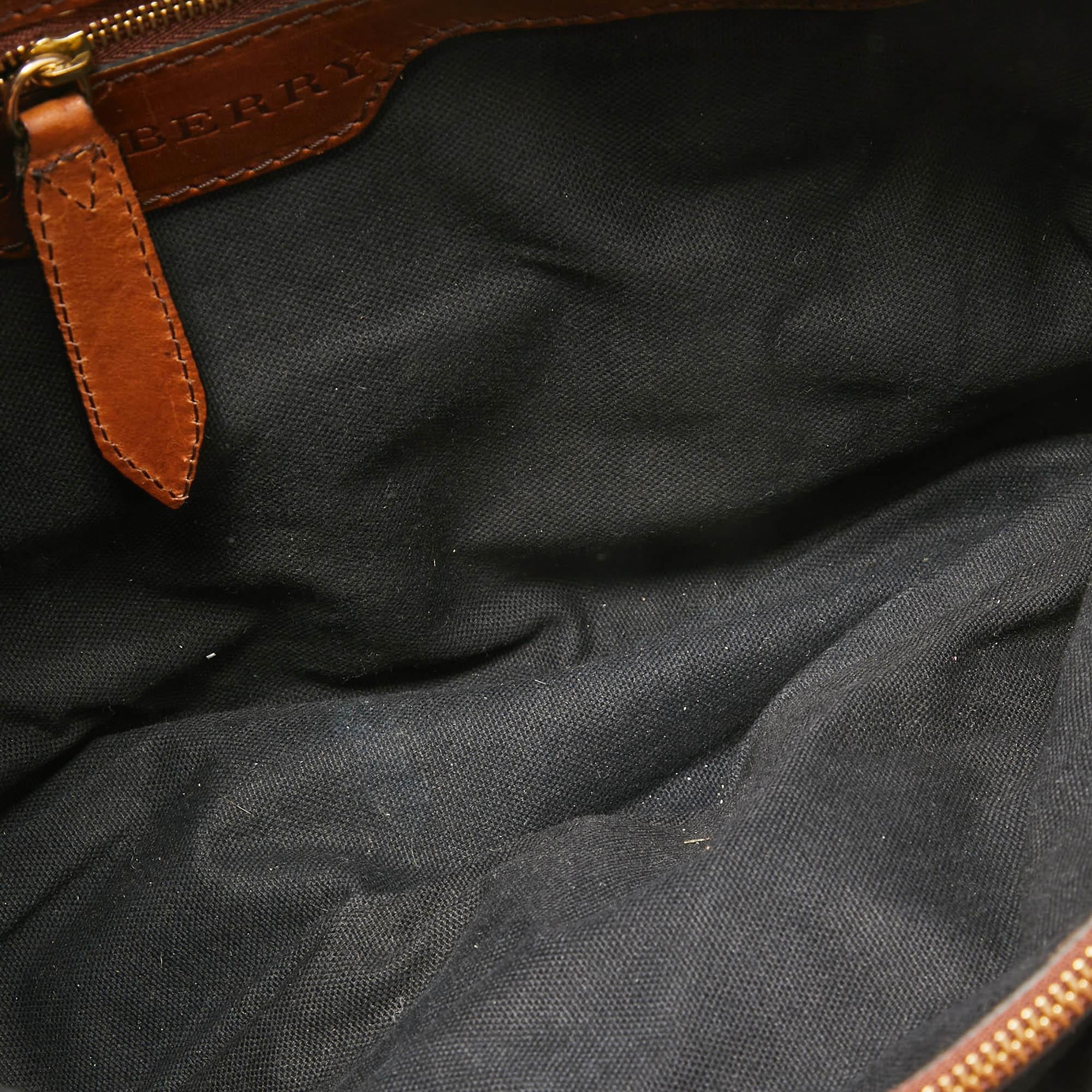 Burberry Brown/Beige House Check Fabric and Leather Medium Bridle Lynher Tote 10
