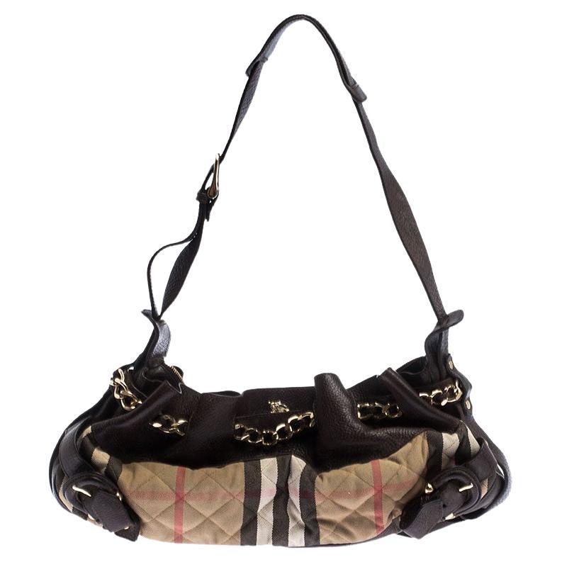Burberry Brown/Beige Leather and Quilted House Check Margaret Shoulder Bag at 1stDibs burberry