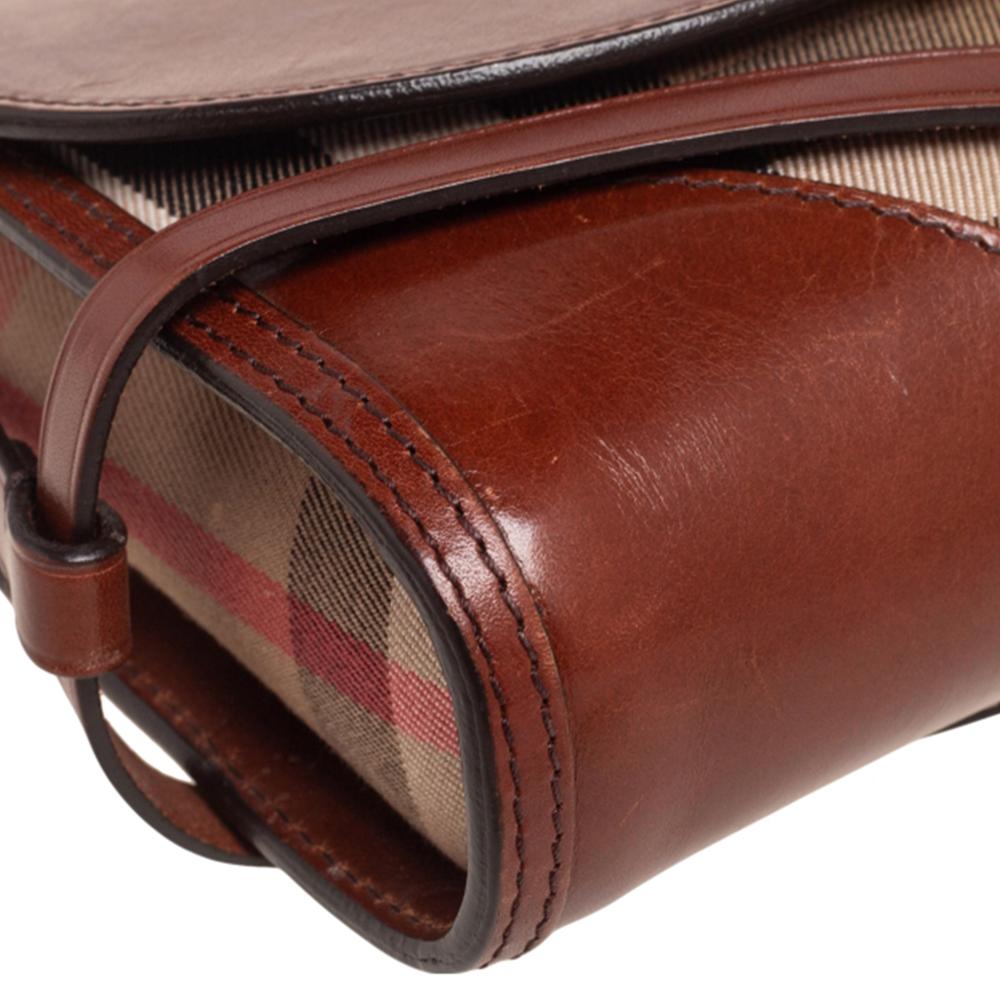Burberry Brown/Beige Nova Check Canvas and Leather Abbott Shoulder Bag 5
