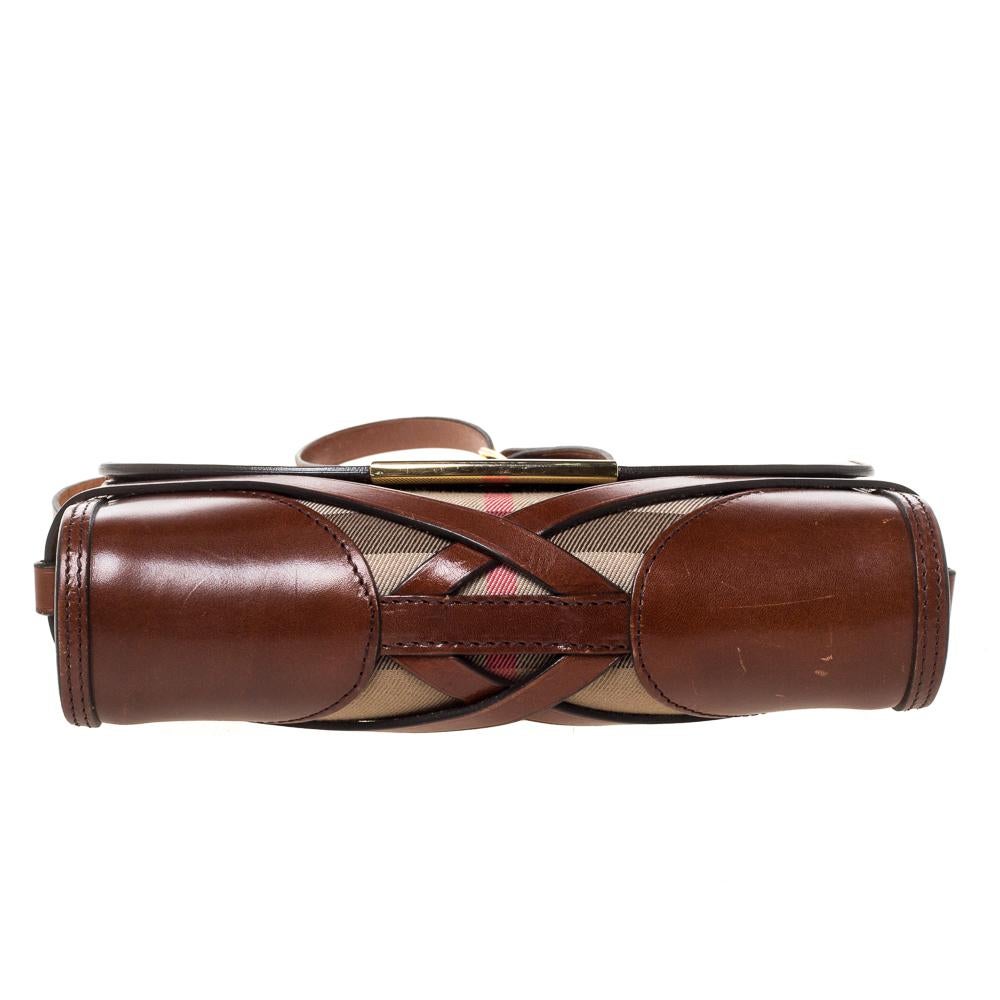 Burberry Brown/Beige Nova Check Canvas and Leather Abbott Shoulder Bag 1