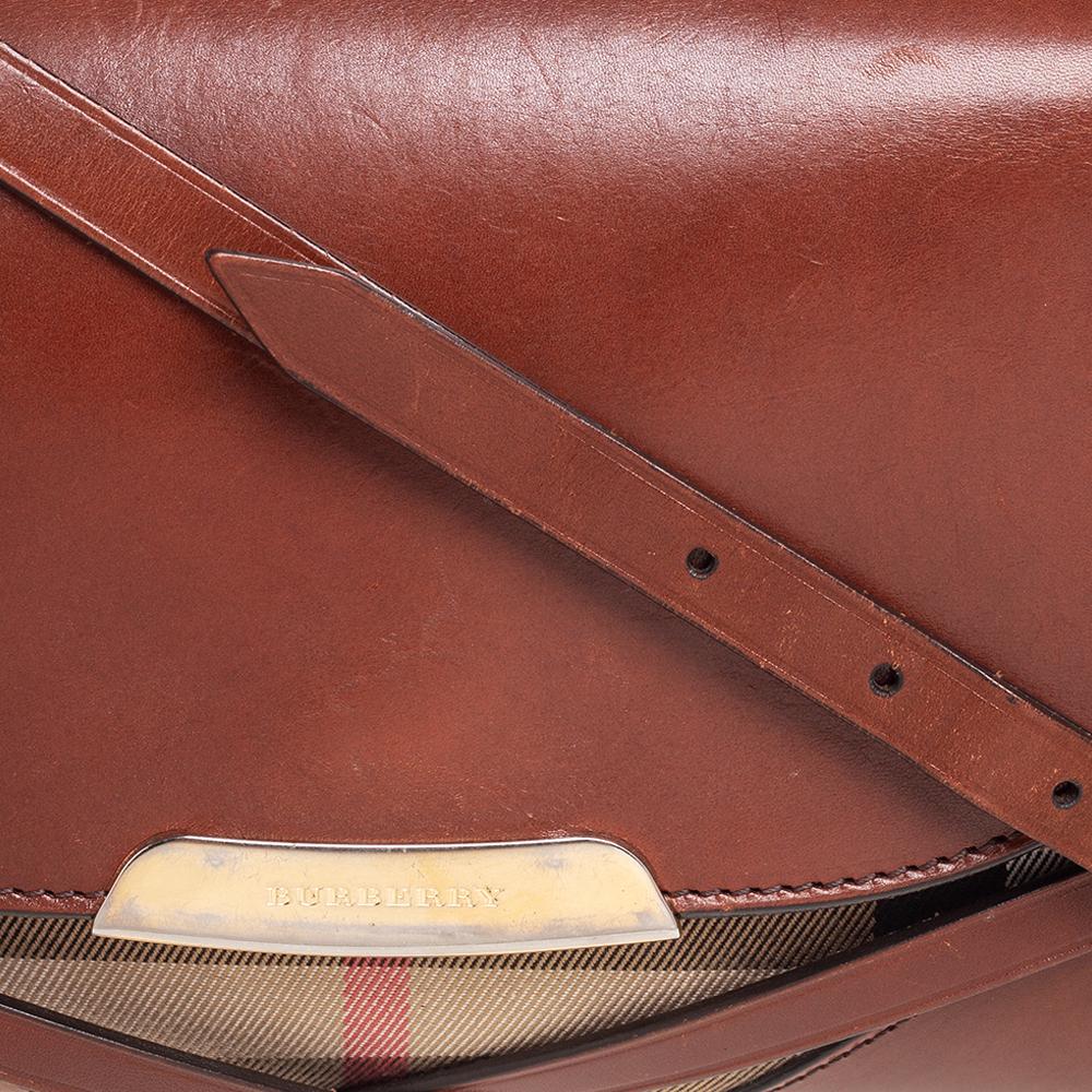 Burberry Brown/Beige Nova Check Canvas and Leather Abbott Shoulder Bag 1
