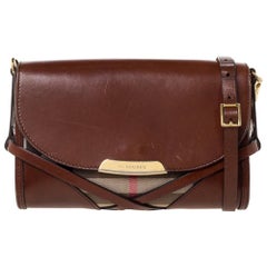 Burberry Brown/Beige Nova Check Canvas and Leather Abbott Shoulder Bag