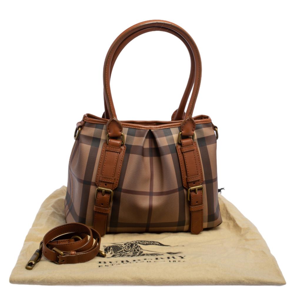 Burberry Brown/Beige Smoke Check PVC and Leather Northfield Tote 8