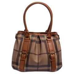 Burberry Brown/Beige Smoke Check PVC and Leather Northfield Tote