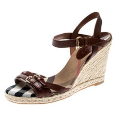 Burberry Brown Belted Leather Espadrille Wedges Sandals Size 41 For Sale at  1stDibs | burberry wedge espadrilles, burberry wedge sandals, burberry  wedges