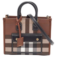 Burberry Brown/Black Canvas Check Small Freya Tote