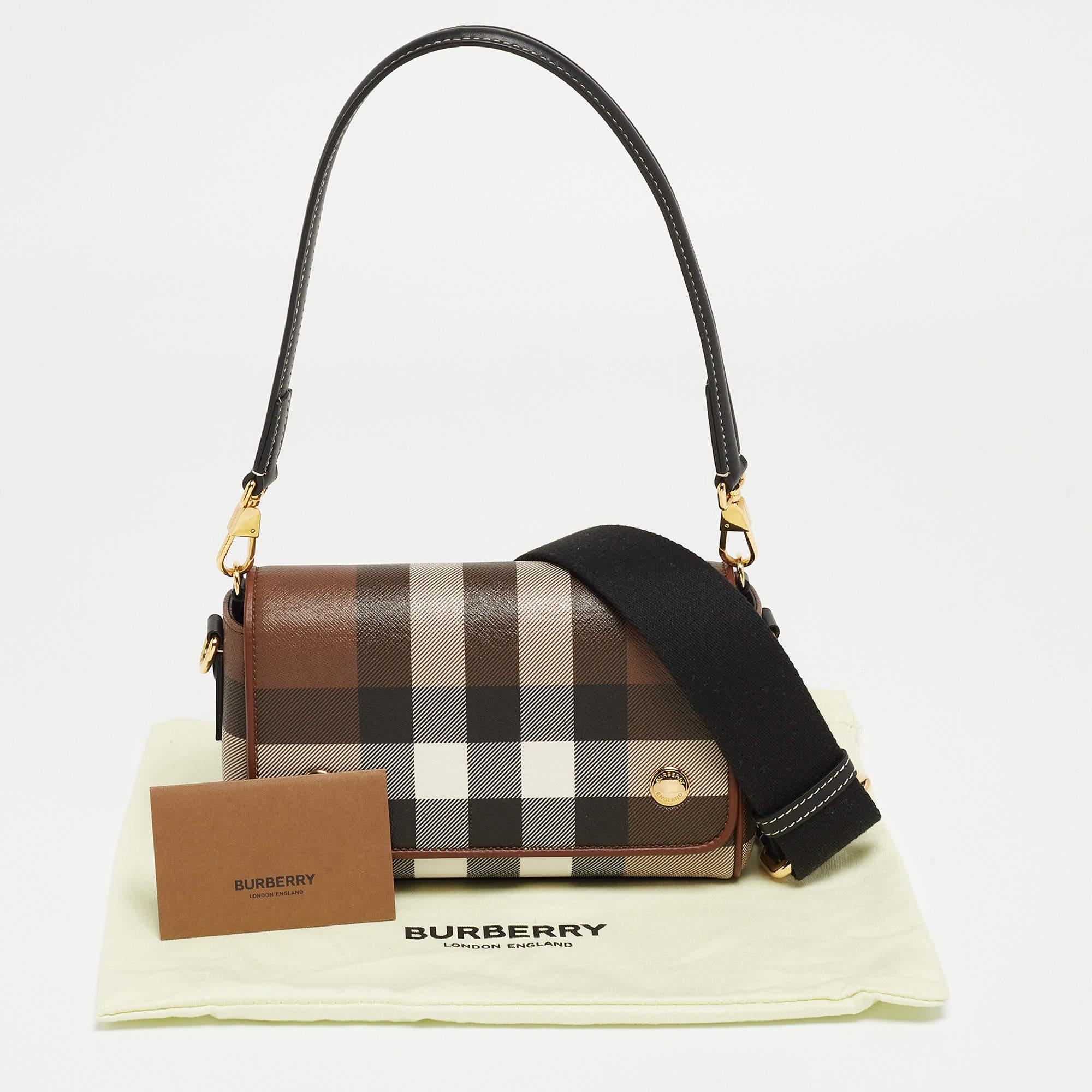 Burberry Brown/Black Check Coated Canvas and Leather Dorset Shoulder Bag 10