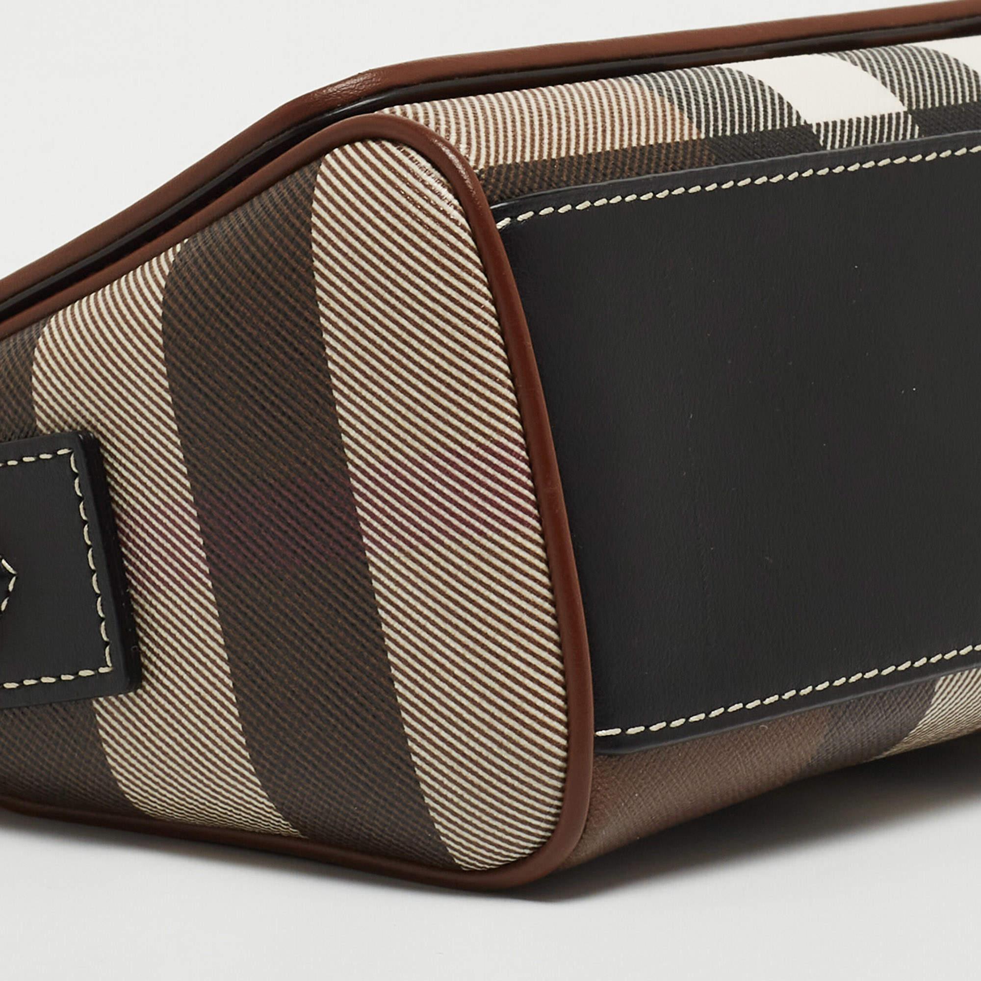 Burberry Brown/Black Check Coated Canvas and Leather Dorset Shoulder Bag 3