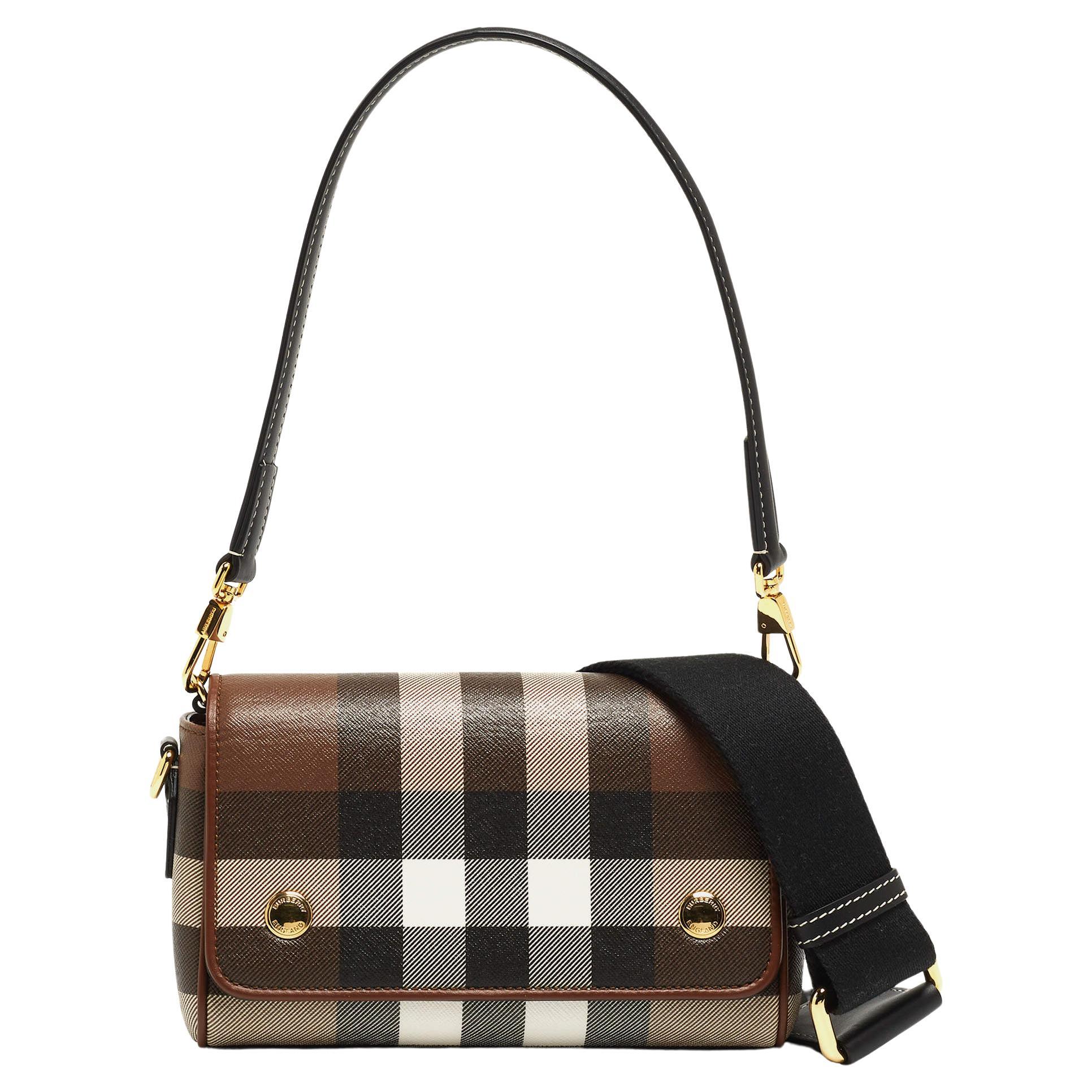 Burberry Brown/Black Check Coated Canvas and Leather Dorset Shoulder Bag