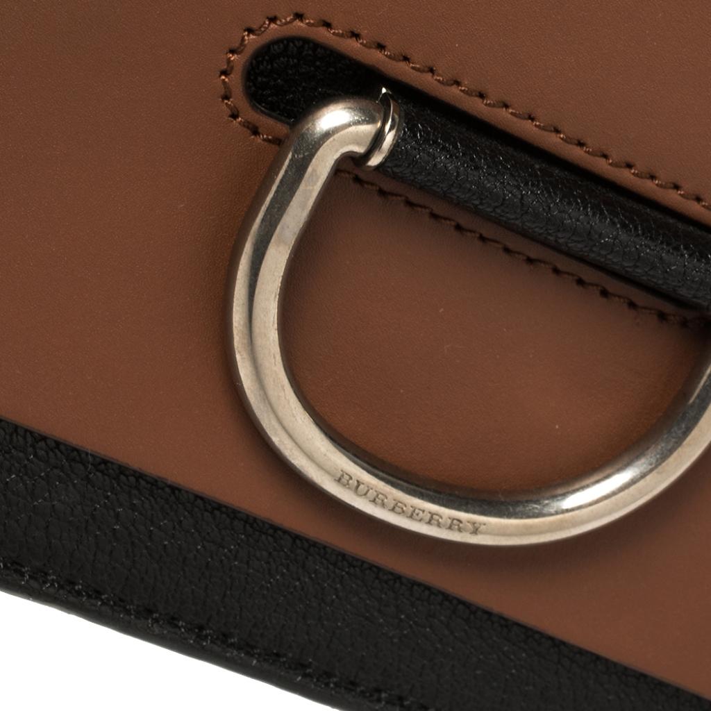 Women's Burberry Brown/Black Leather Small D-Ring Chain Shoulder Bag